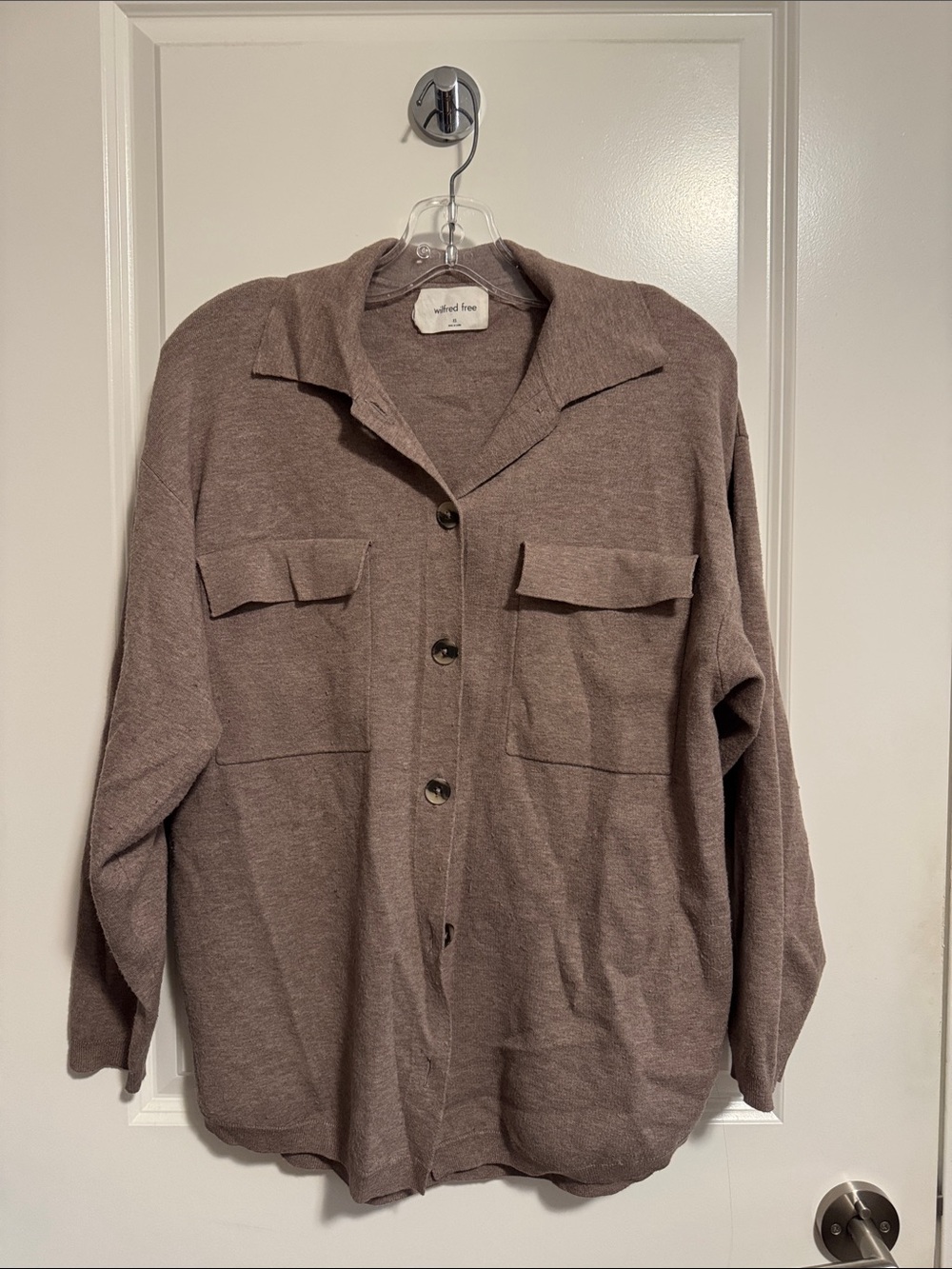 Wilfred Brown-Taupe Button Front Utility Overshirt Jacket